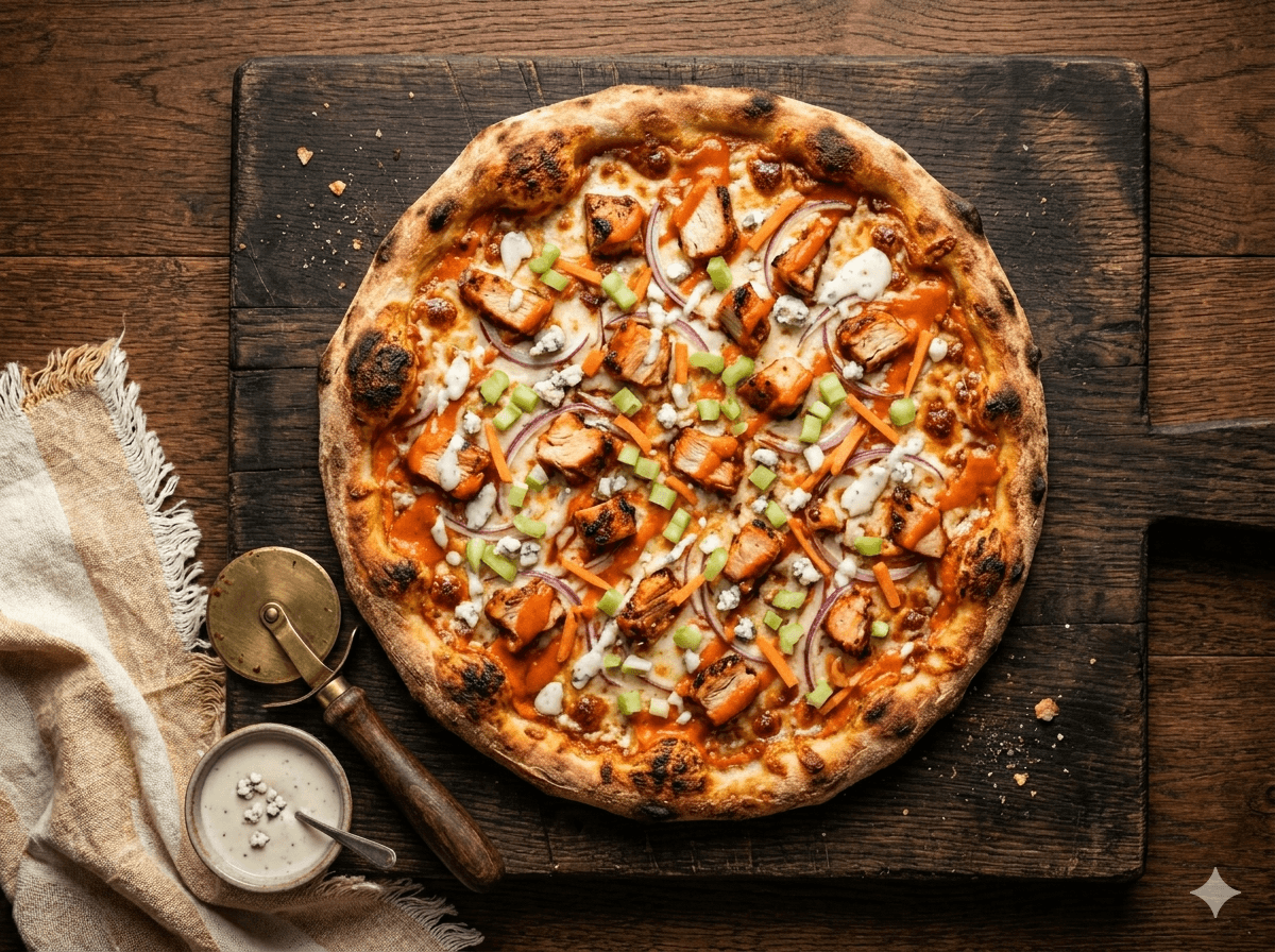Buffalo Chicken Pizza — halal brick-oven pizza in Paterson, NJ