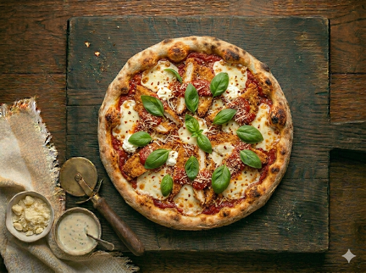Chicken Parmigiana Pizza — halal brick-oven pizza in Clifton & Paterson, NJ