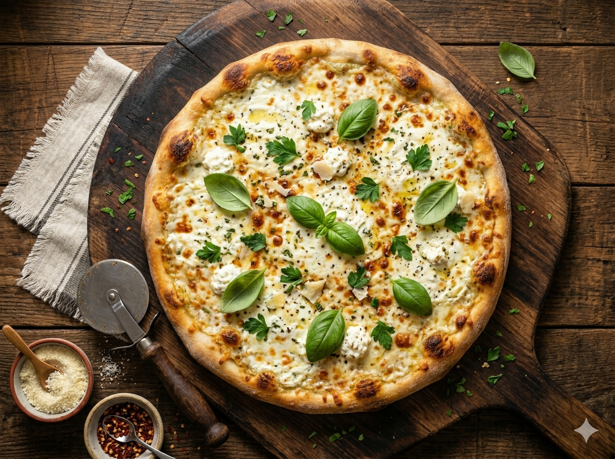 White Ricotta Pizza — halal brick-oven pizza in Clifton & Paterson, NJ